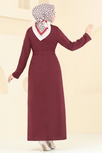 moda selvim Dress 2591SL432 Burgundy - Thumbnail