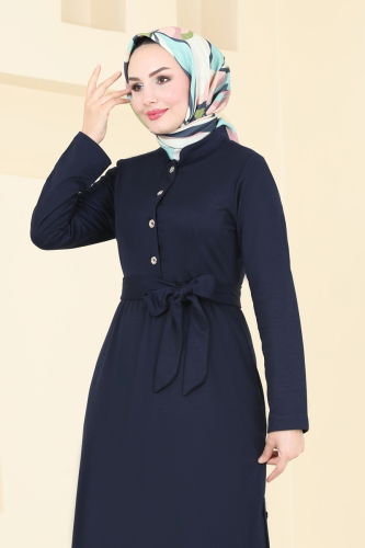 moda selvim Dress 2591SL432 Navy Blue - Thumbnail