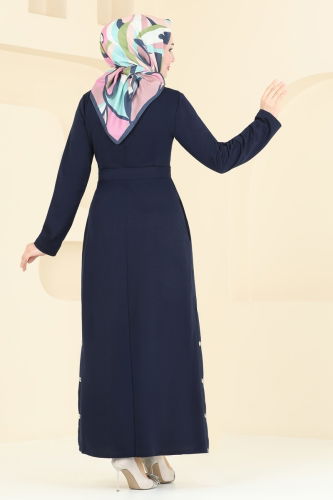 moda selvim Dress 2591SL432 Navy Blue - Thumbnail