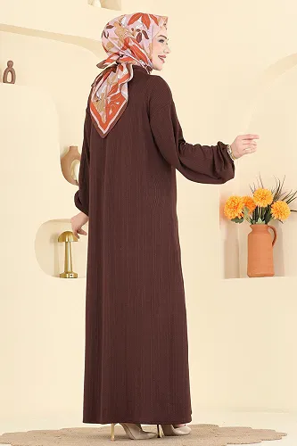 moda selvim Dress 2603TPK1167 Bitter Brown - Thumbnail