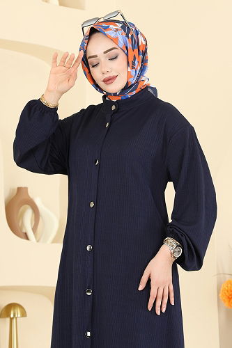 moda selvim الفستان كحلي 2603TPK1167 - Thumbnail