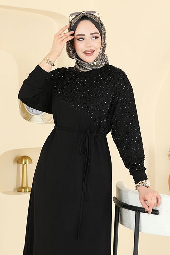 moda selvim Dress 2604ERK1158 Black - Thumbnail