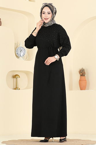 moda selvim Dress 2604ERK1158 Black - Thumbnail