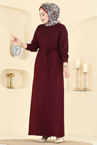 moda selvim الفستان خمري 2604ERK1158 - Thumbnail