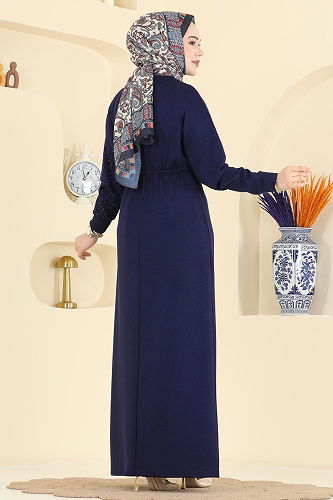 moda selvim الفستان كحلي 2604ERK1158 - Thumbnail