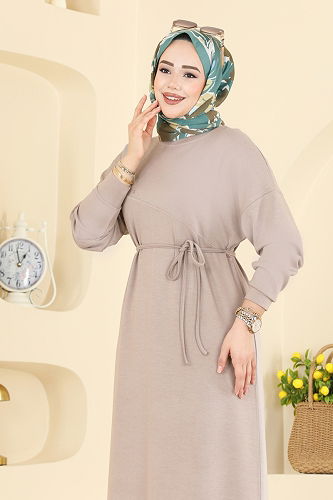 moda selvim الفستان بيج 2604ERK1158 - Thumbnail