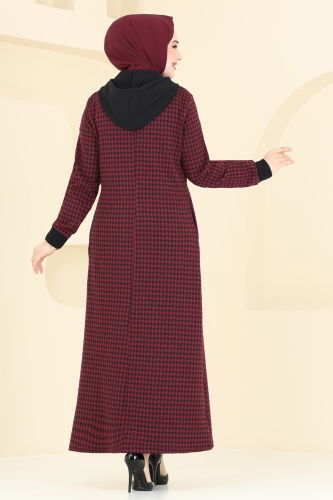 moda selvim Dress 2605SL432 Burgundy - Thumbnail