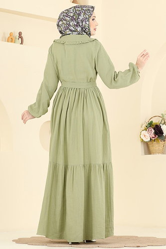 moda selvim Dress 2610TPK1167 Almond Green - Thumbnail