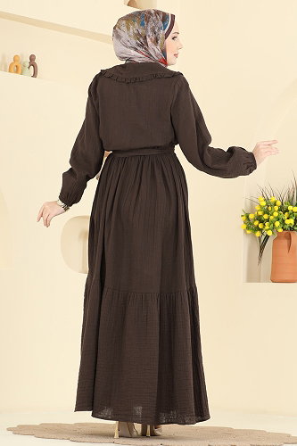 moda selvim Dress 2610TPK1167 Brown - Thumbnail