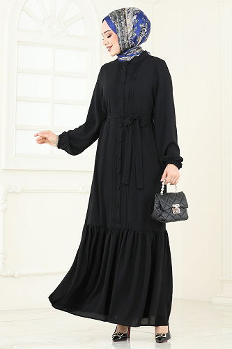 moda selvim الفستان أسود 2622SL432 - Thumbnail