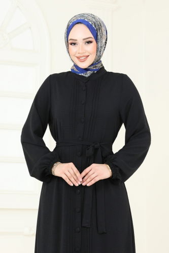 moda selvim الفستان أسود 2622SL432 - Thumbnail
