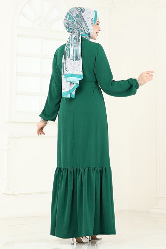 moda selvim Dress 2622SL432 Emerald - Thumbnail