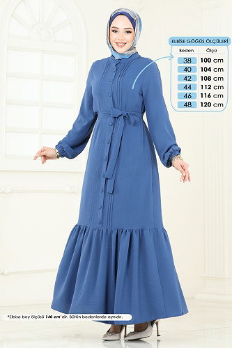 moda selvim الفستان ازرق 2622SL432 - Thumbnail