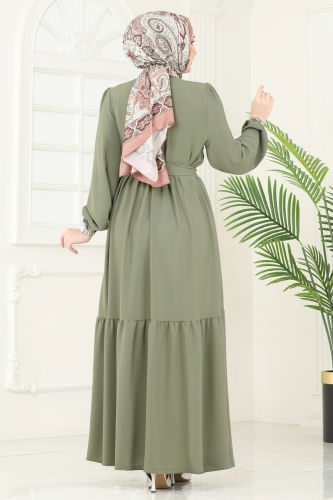 moda selvim Dress 2629SL432 Almond Green - Thumbnail