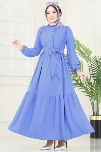 moda selvim Dress 2629SL432 Blue - Thumbnail