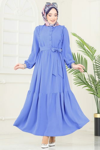 moda selvim Dress 2629SL432 Blue - Thumbnail