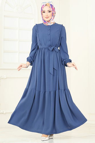 moda selvim الفستان ازرق 2629SL432 - Thumbnail