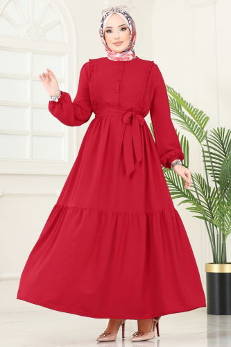 moda selvim Dress 2629SL432 Red - Thumbnail