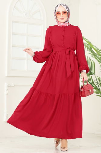 moda selvim Dress 2629SL432 Red - Thumbnail