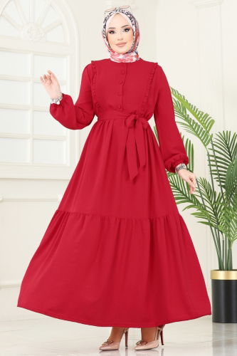 moda selvim الفستان احمر 2629SL432 - Thumbnail