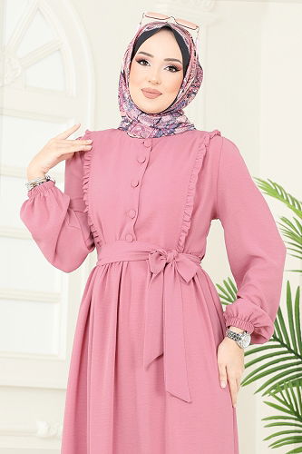 moda selvim الفستان وردي 2629SL432 - Thumbnail