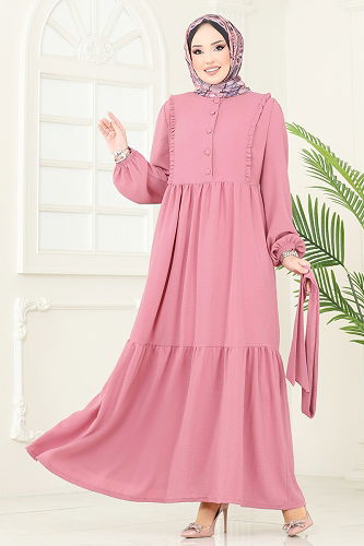 moda selvim الفستان وردي 2629SL432 - Thumbnail