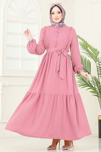 moda selvim الفستان وردي 2629SL432 - Thumbnail