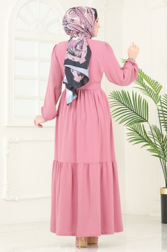 moda selvim الفستان وردي 2629SL432 - Thumbnail
