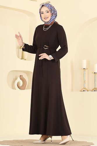 moda selvim Dress 2637MSZ1172 Brown - Thumbnail
