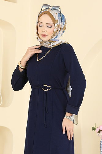 moda selvim Dress 2637MSZ1172 Navy Blue - Thumbnail
