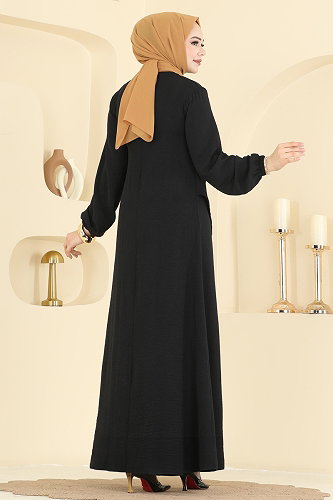 moda selvim الفستان أسود 2638MSZ1172 - Thumbnail