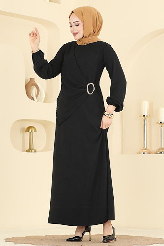 moda selvim الفستان أسود 2638MSZ1172 - Thumbnail
