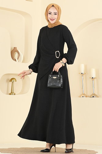 moda selvim الفستان أسود 2638MSZ1172 - Thumbnail