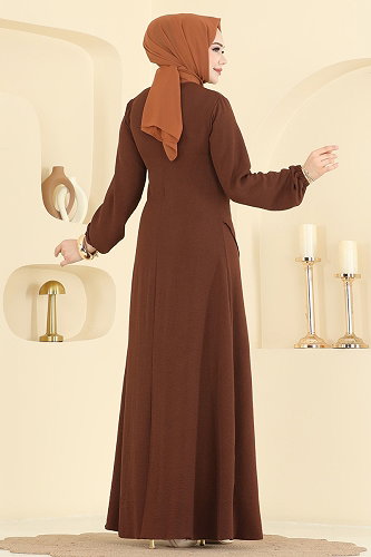 moda selvim Dress 2638MSZ1172 Brown - Thumbnail