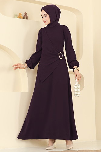 moda selvim Dress 2638MSZ1172 Damson - Thumbnail