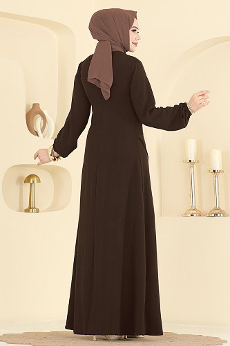 moda selvim Dress 2638MSZ1172 Dark Brown - Thumbnail
