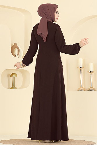 moda selvim Dress 2638MSZ1172 Dark Brown - Thumbnail