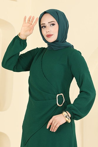 moda selvim Dress 2638MSZ1172 Emerald - Thumbnail