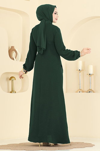 moda selvim Dress 2638MSZ1172 Khaki - Thumbnail