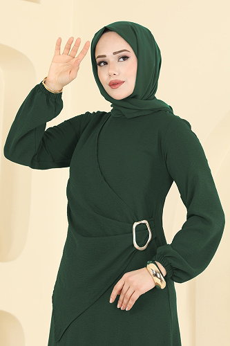 moda selvim Dress 2638MSZ1172 Khaki - Thumbnail
