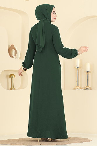 moda selvim الفستان اخضر عفني 2638MSZ1172 - Thumbnail