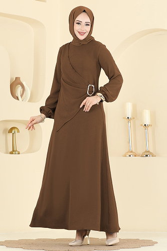 moda selvim Dress 2638MSZ1172 Light Brown - Thumbnail
