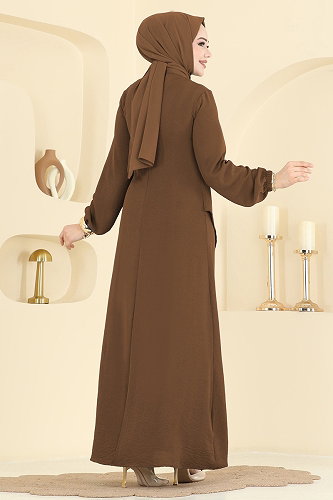 moda selvim Dress 2638MSZ1172 Light Brown - Thumbnail