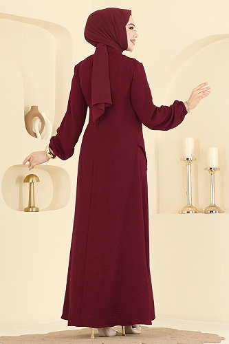 moda selvim الفستان خمري 2638MSZ1172 - Thumbnail