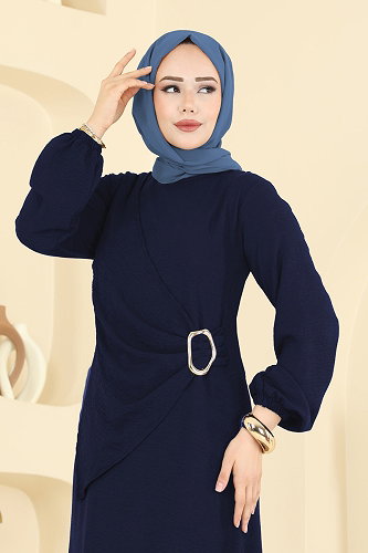 moda selvim Dress 2638MSZ1172 Navy Blue - Thumbnail