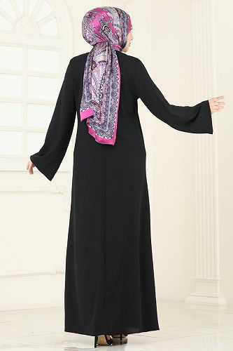 moda selvim الفستان أسود 2650SL432 - Thumbnail