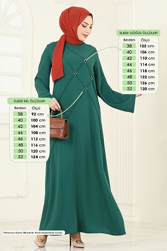 moda selvim الفستان زيتي 2650SL432 - Thumbnail