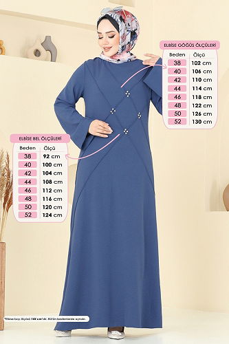 moda selvim Dress 2650SL432 Indigo - Thumbnail