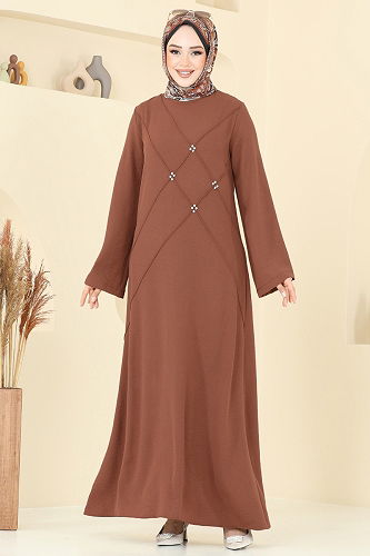 moda selvim الفستان عسلي 2650SL432 - Thumbnail