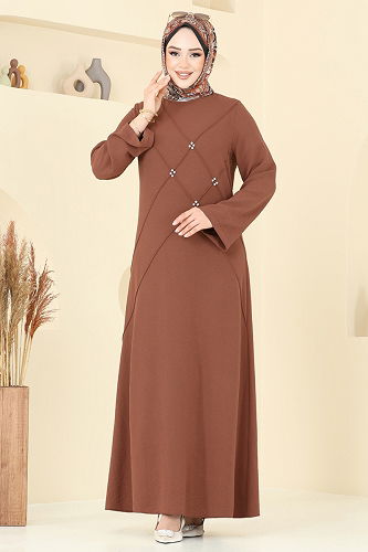 moda selvim الفستان عسلي 2650SL432 - Thumbnail